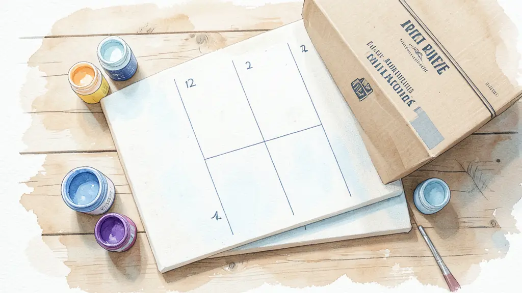 Kit de peinture par numéro avec pots d'acrylique, toile en lin numérotée et boîte d'expédition européenne